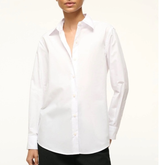 NWT Staud Roxbury Button-front Poplin Shirt in White - Picture 4 of 6